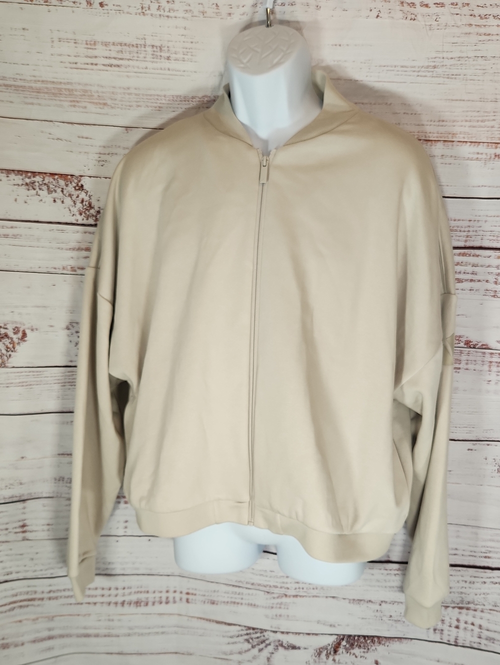 adidas Beige Light Weight Zip-Up Bomber Jacket